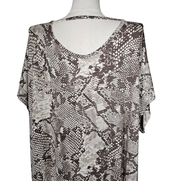 LulaRoe Macy Back V-Neck Maxi Dress Snake Animal Print Side Slit‎ Tan Womens 2XL - Picture 3 of 10